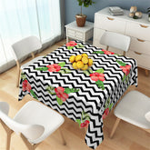 Lofaris Cherry Black Wave Stripes Step And Repeat Tablecloth